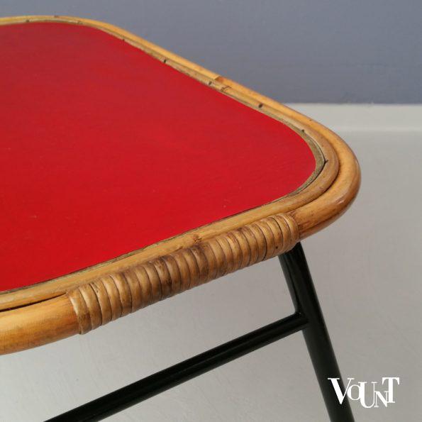 Rotan bijzettafeltje met metalen frame, jaren '50