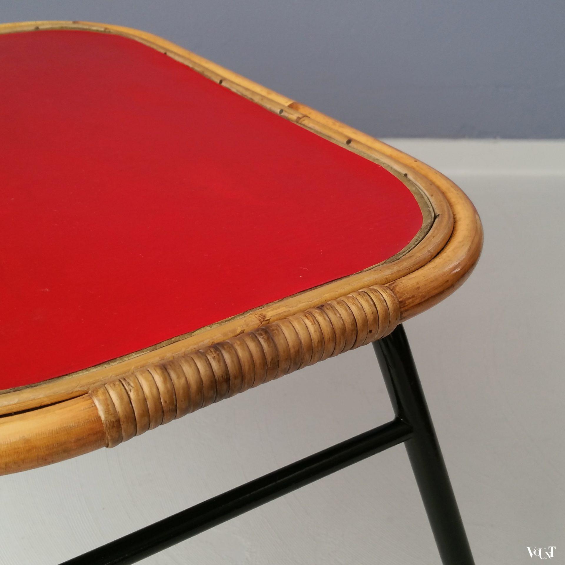 Rotan bijzettafeltje met metalen frame, jaren '50