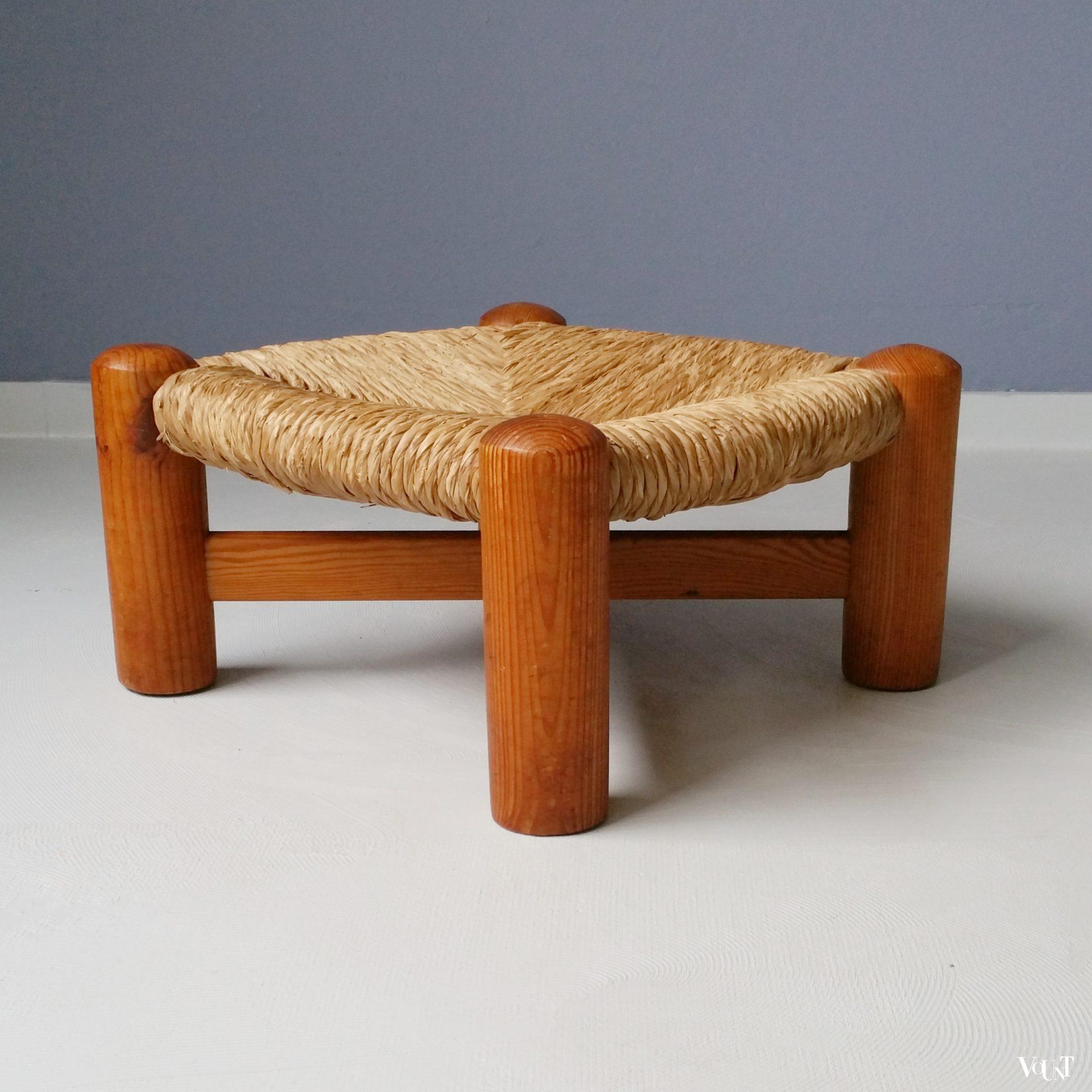 Lage kruk met biezen zitting, Wim den Boon, jaren '50