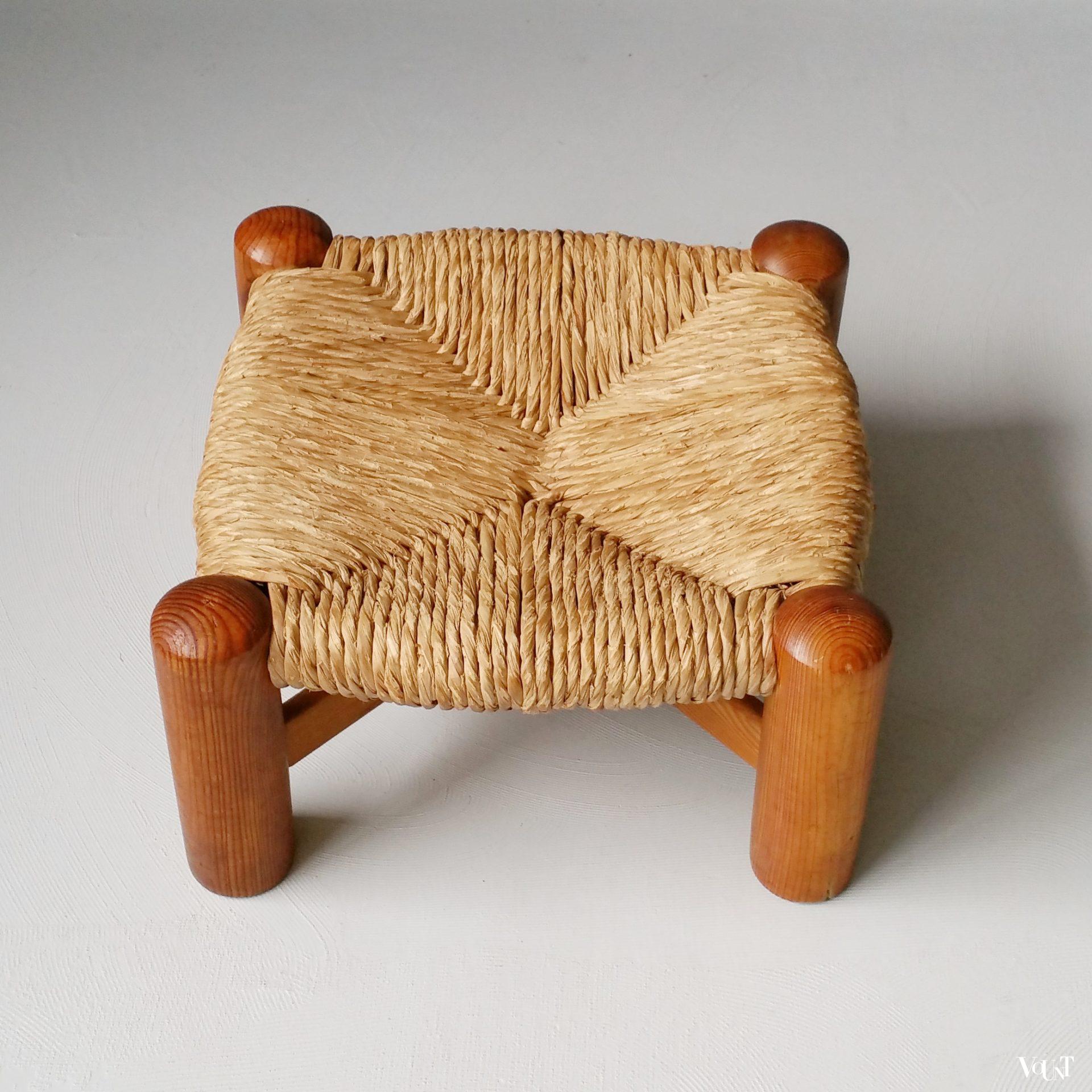 Lage kruk met biezen zitting, Wim den Boon, jaren '50