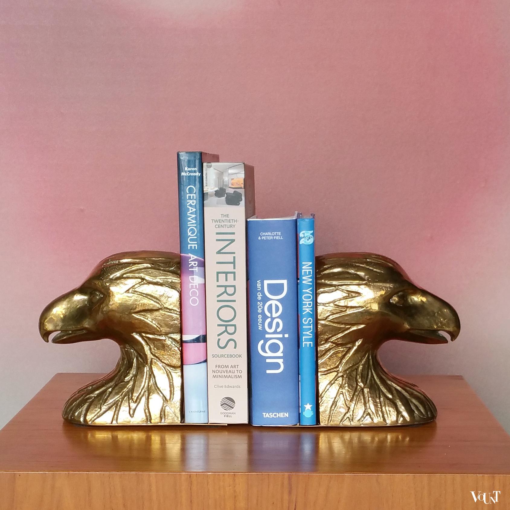 Messing boekensteunen adelaarskop, jaren '70