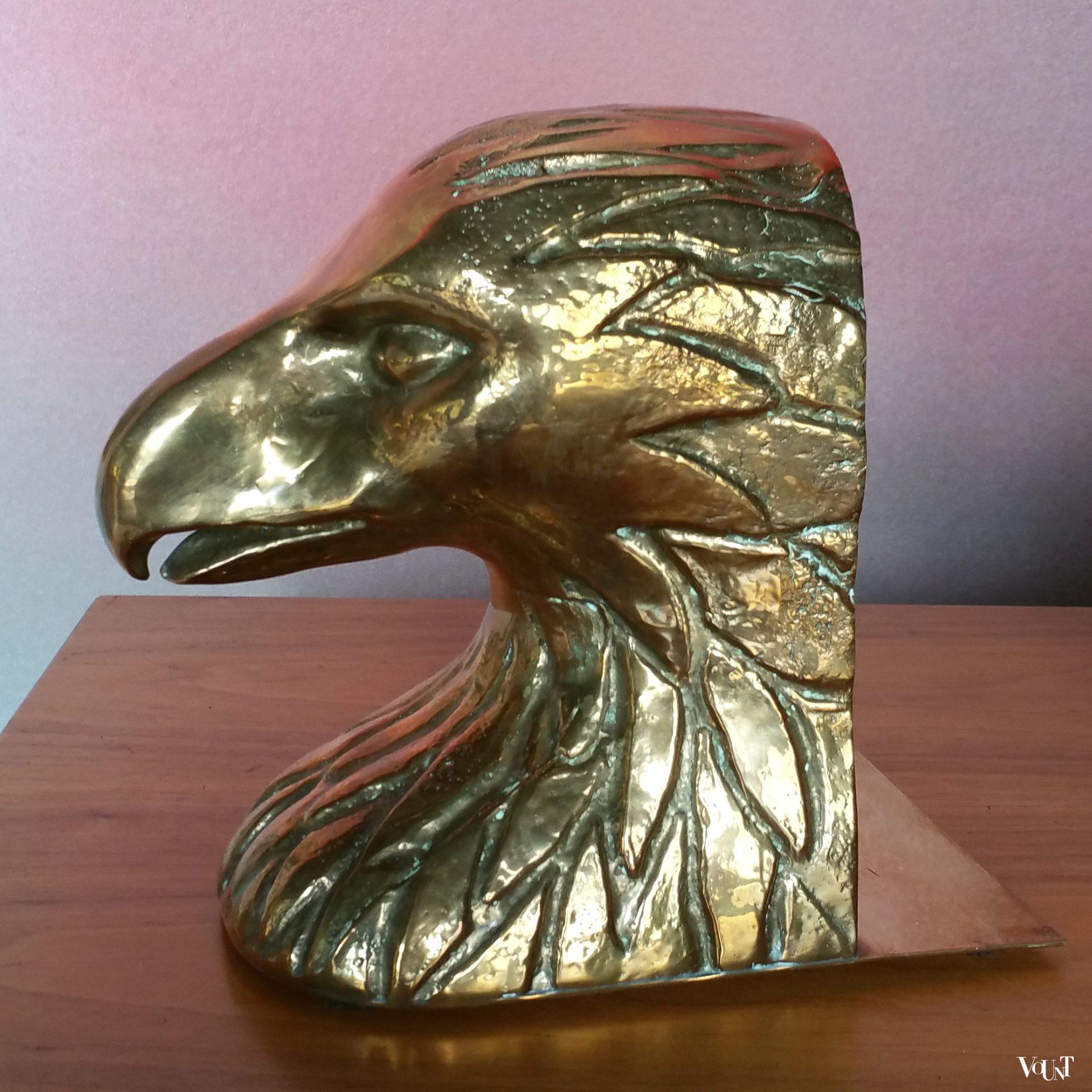 Messing boekensteunen adelaarskop, jaren '70