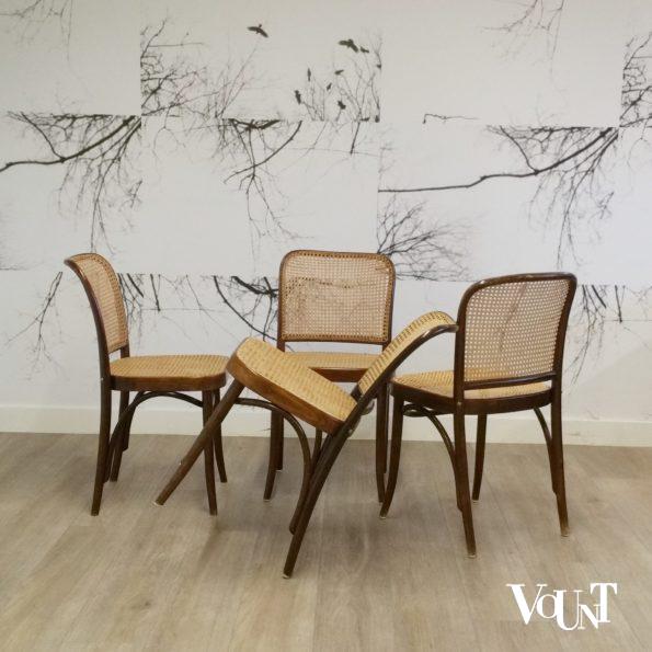 Set van 4 Praag of 811 stoelen, Josef Hoffman, Hütten, ca. 2000