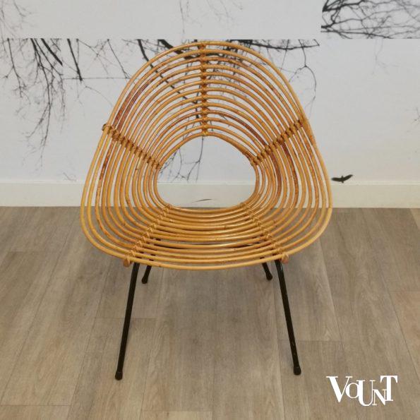 Rond rotan design stoeltje, H. Broekhuizen voor Rohé Noordwolde, jaren '60