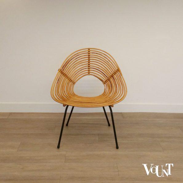 Rond rotan design stoeltje, H. Broekhuizen voor Rohé Noordwolde, jaren '60
