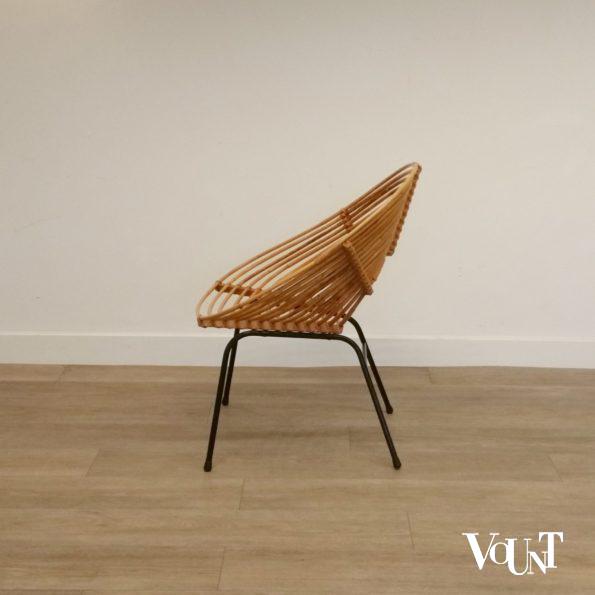 Rond rotan design stoeltje, H. Broekhuizen voor Rohé Noordwolde, jaren '60
