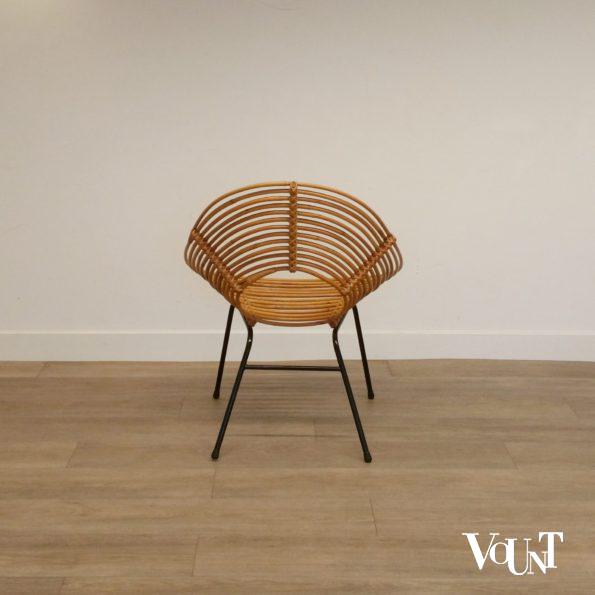 Rond rotan design stoeltje, H. Broekhuizen voor Rohé Noordwolde, jaren '60