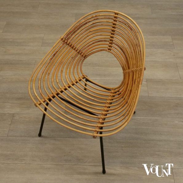 Rond rotan design stoeltje, H. Broekhuizen voor Rohé Noordwolde, jaren '60