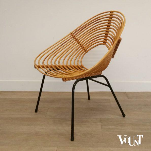 Rond rotan design stoeltje, H. Broekhuizen voor Rohé Noordwolde, jaren '60
