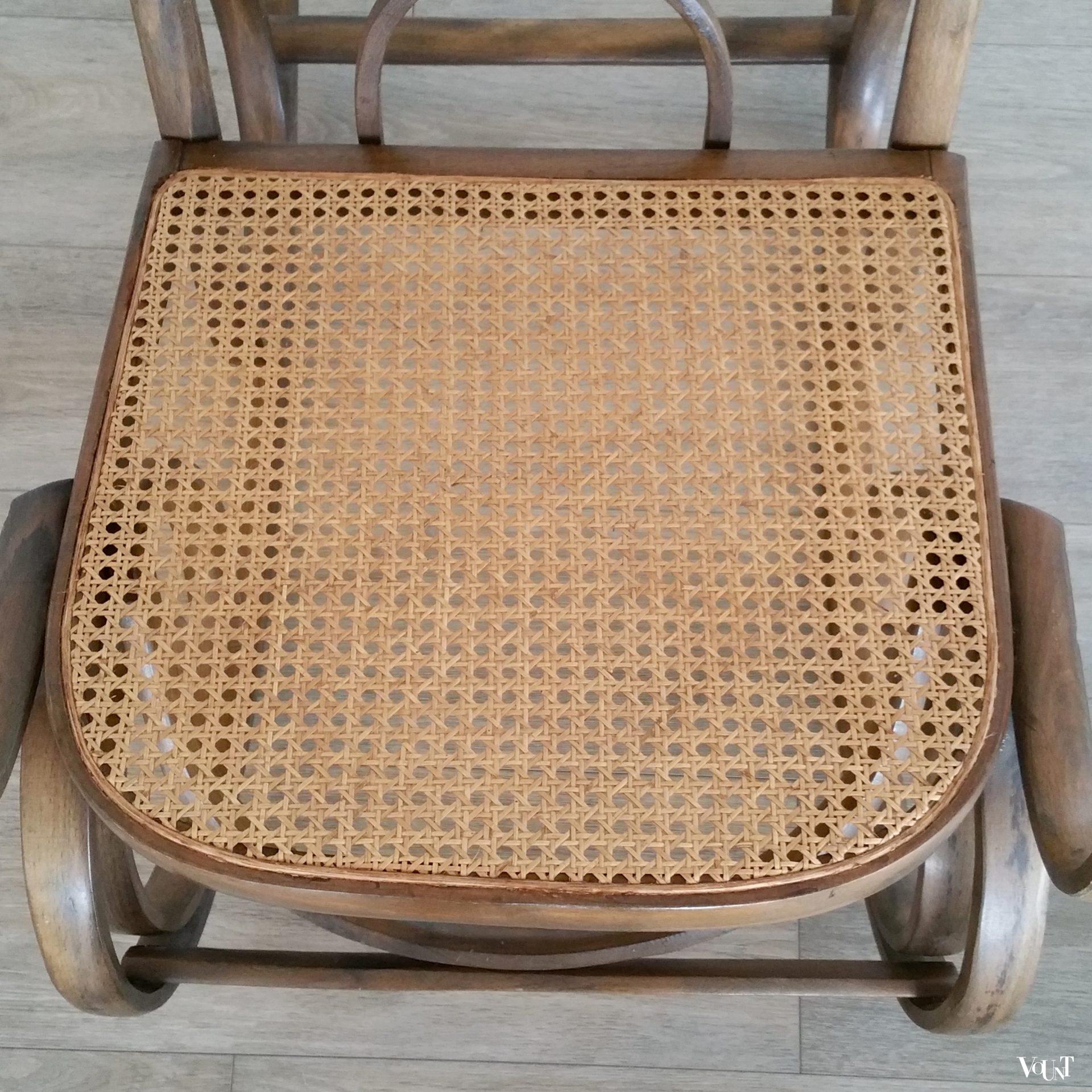 Schommelstoel hout en rotan, Valenti, jaren '60