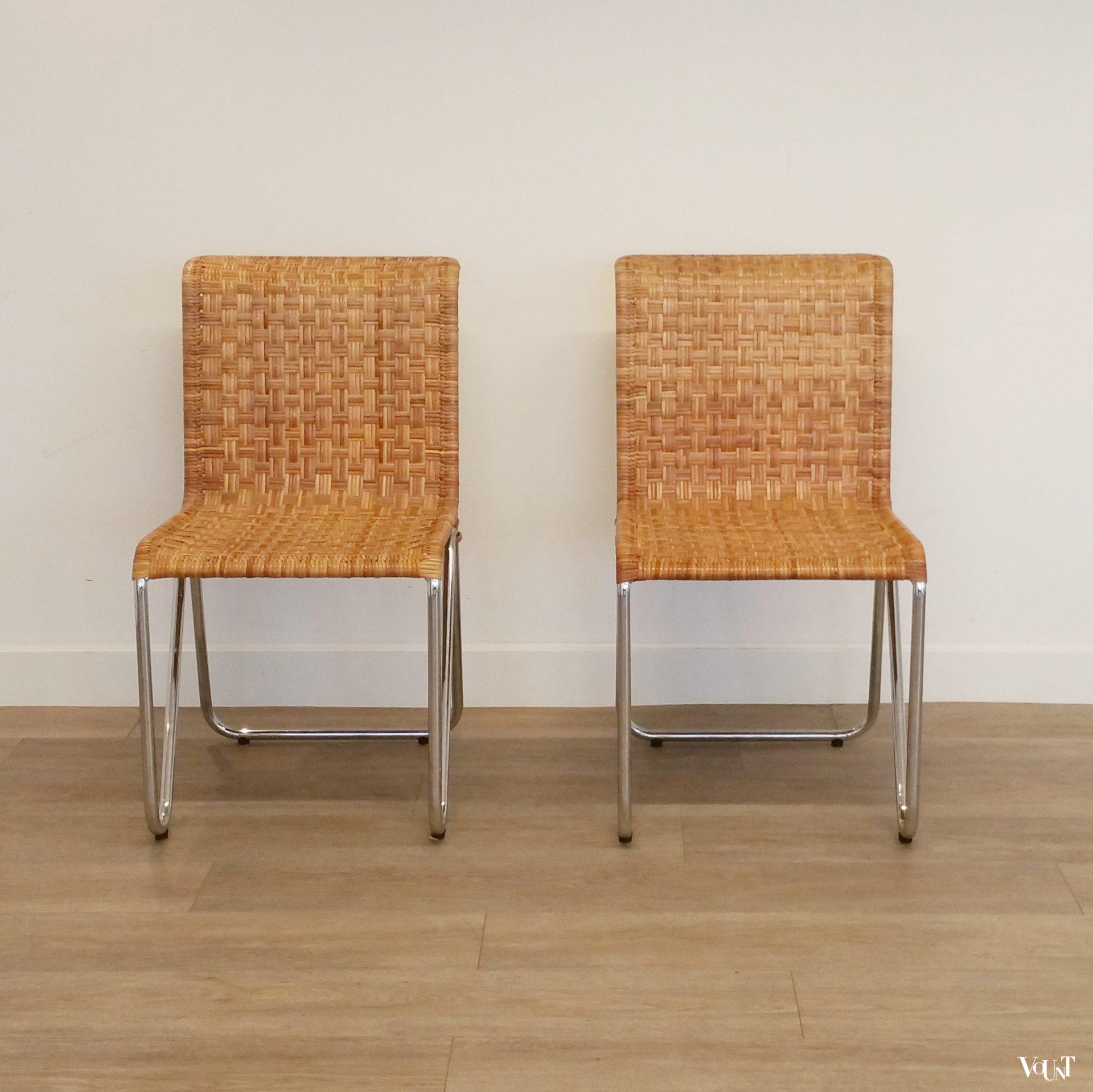 Diagonaalstoel gevlochten rotan (nr. 2a), W.H. Gispen voor Gispen/Dutch Originals, rond 2000