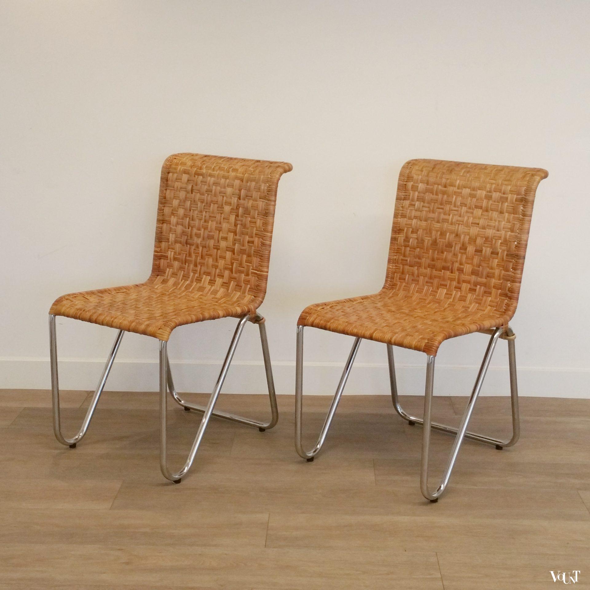 Diagonaalstoel gevlochten rotan (nr. 2a), W.H. Gispen voor Gispen/Dutch Originals, rond 2000