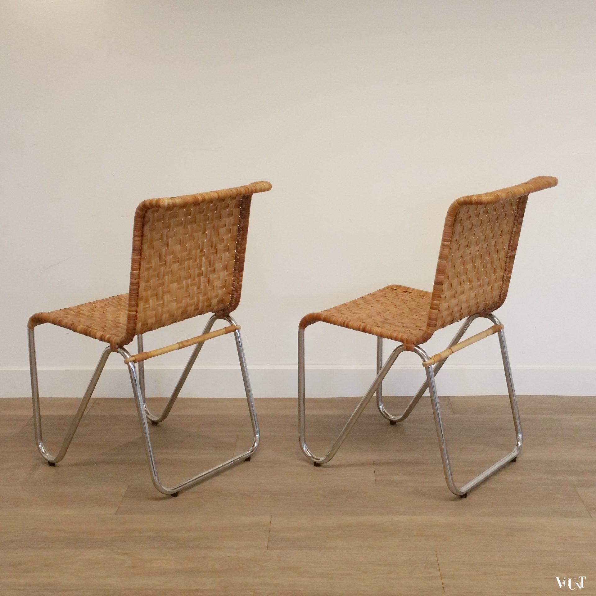 Diagonaalstoel gevlochten rotan (nr. 2a), W.H. Gispen voor Gispen/Dutch Originals, rond 2000