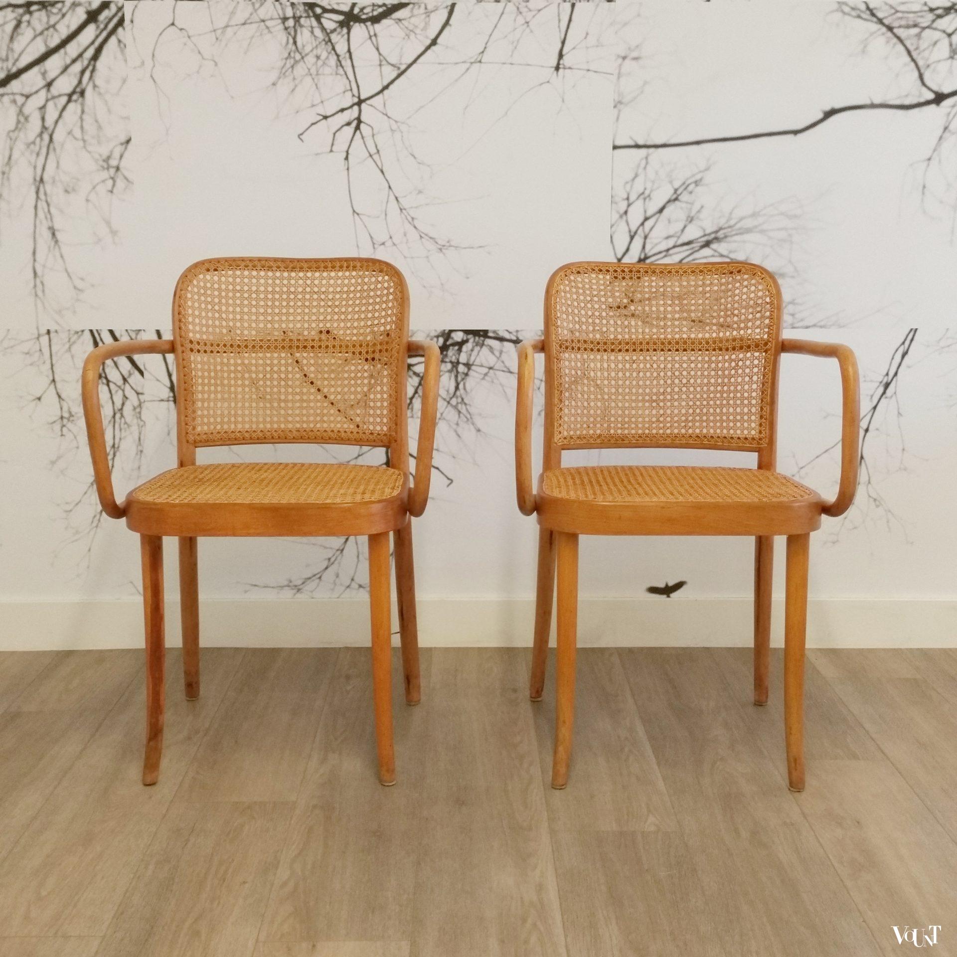 Set van 2 Praag of 811 stoelen, Josef Hoffmann voor Thonet, jaren '50