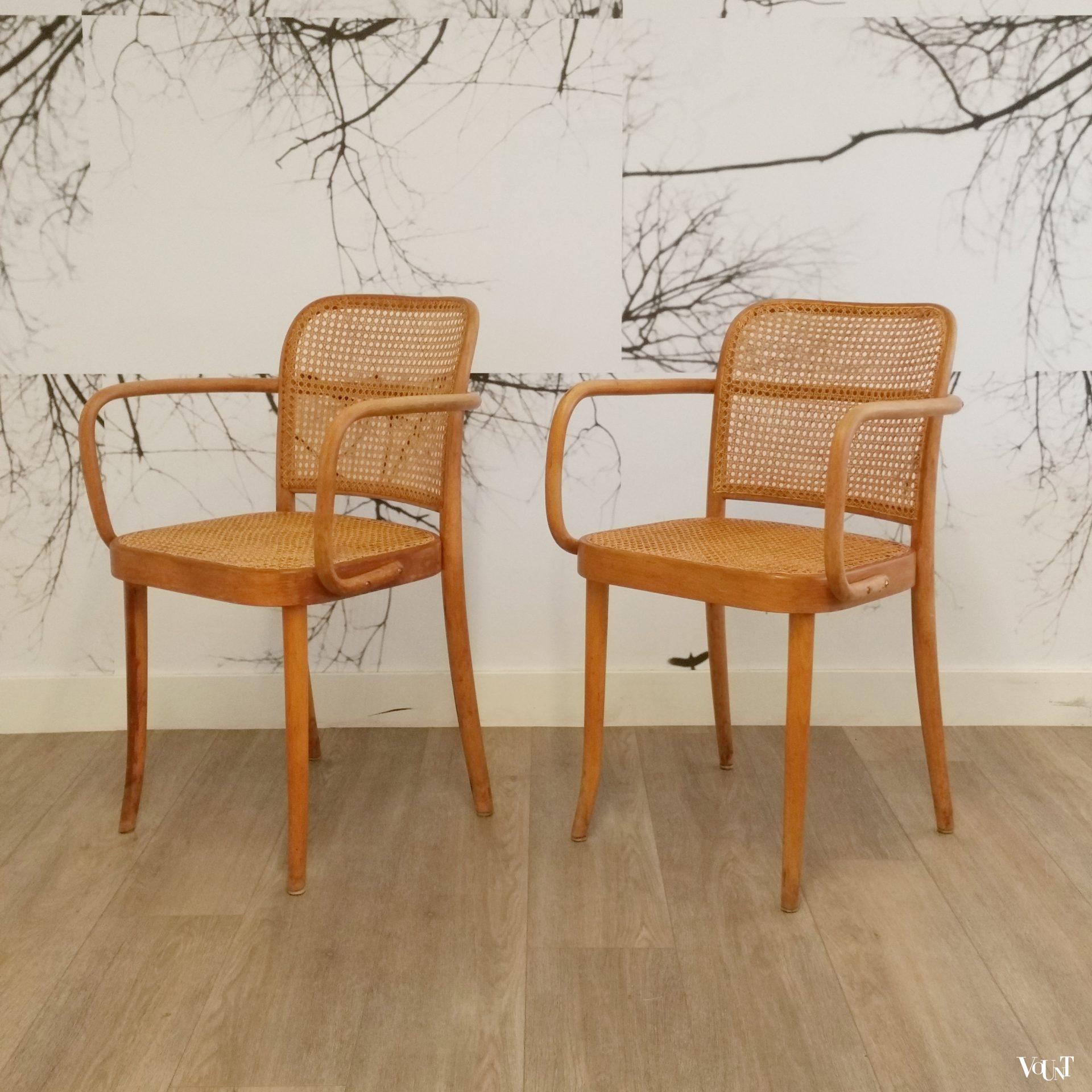Set van 2 Praag of 811 stoelen, Josef Hoffmann voor Thonet, jaren '50