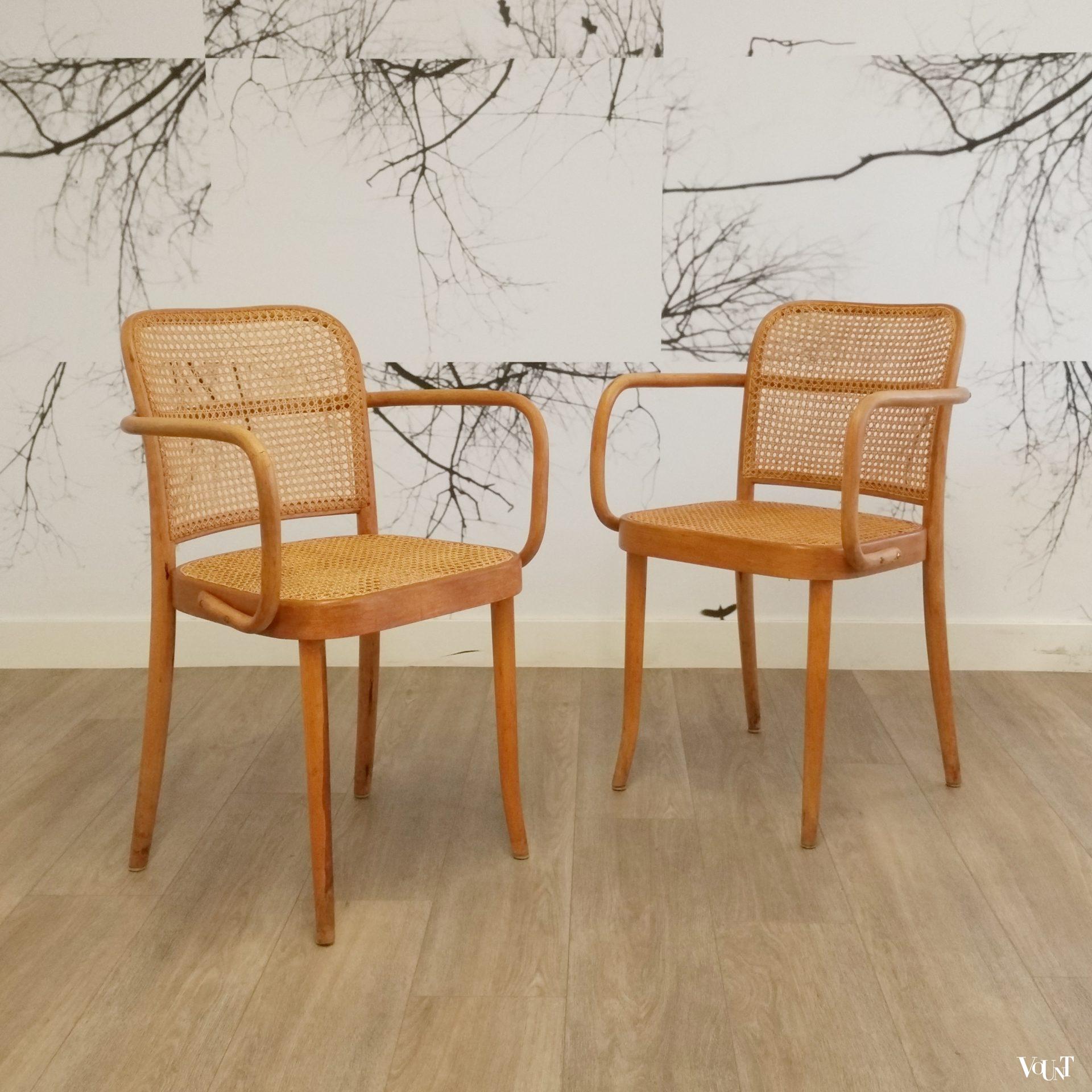 Set van 2 Praag of 811 stoelen, Josef Hoffmann voor Thonet, jaren '50