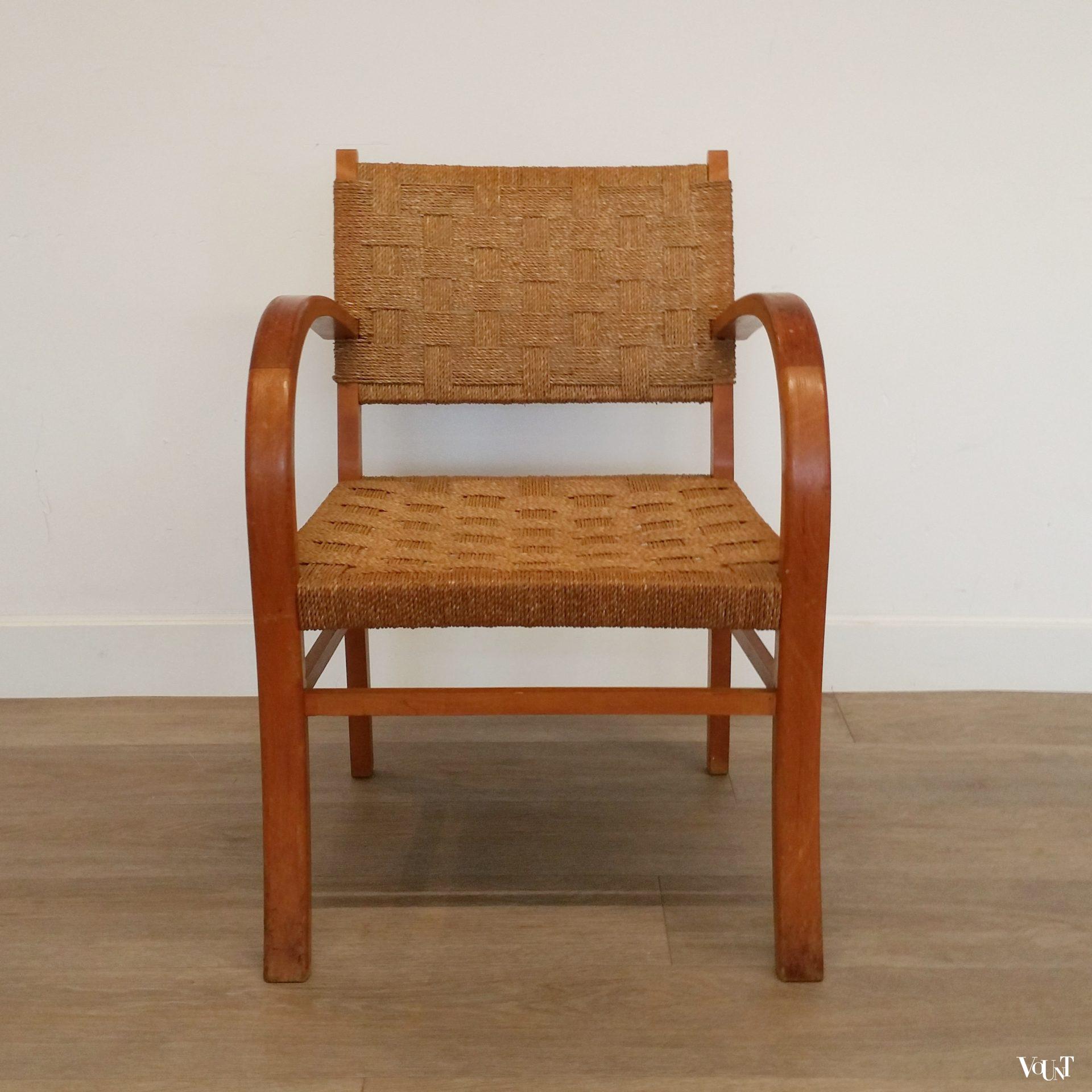 Fauteuil hout en touw, jaren '50