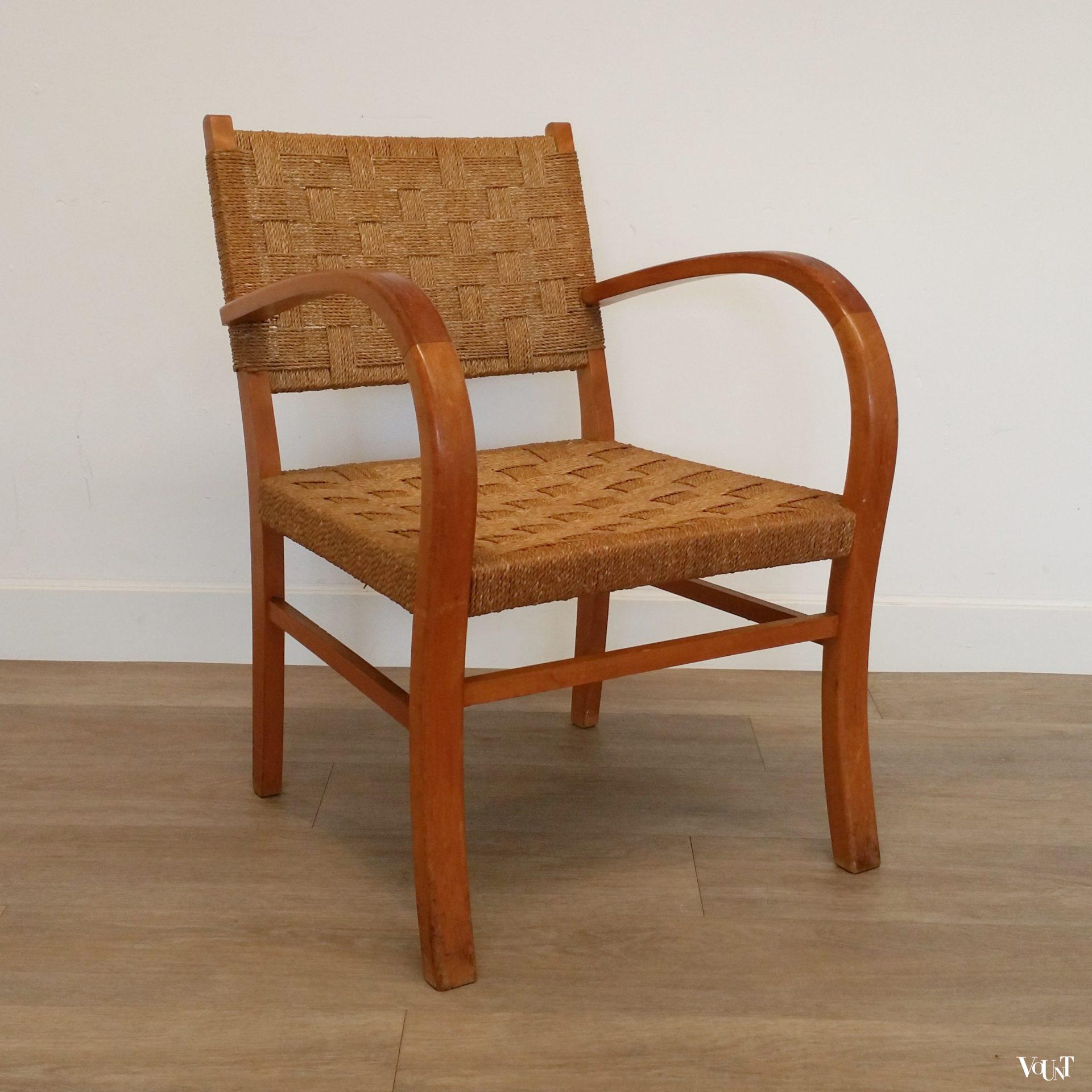 Fauteuil hout en touw, jaren '50