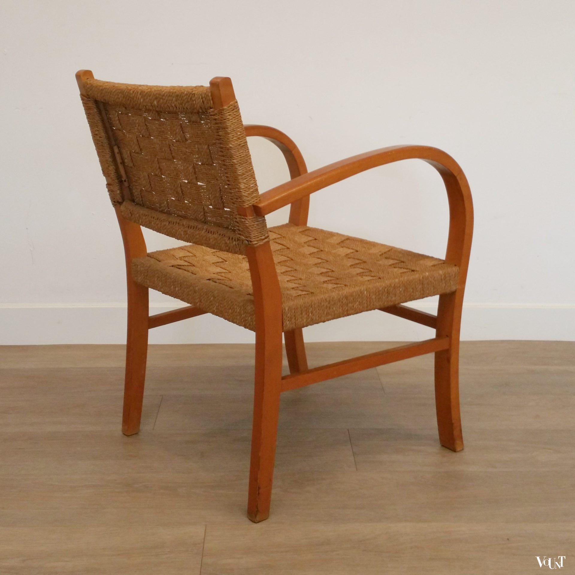 Fauteuil hout en touw, jaren '50