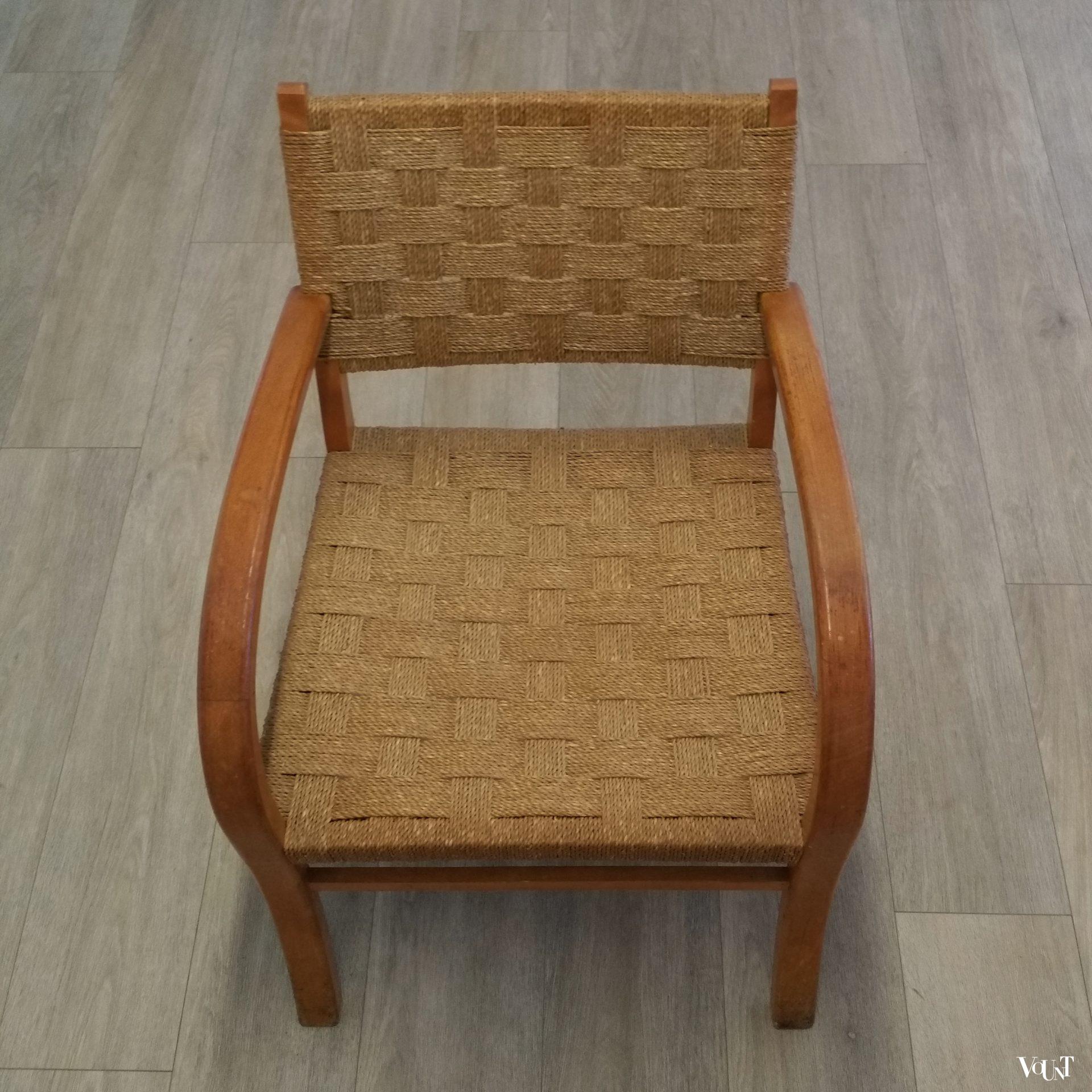 Fauteuil hout en touw, jaren '50