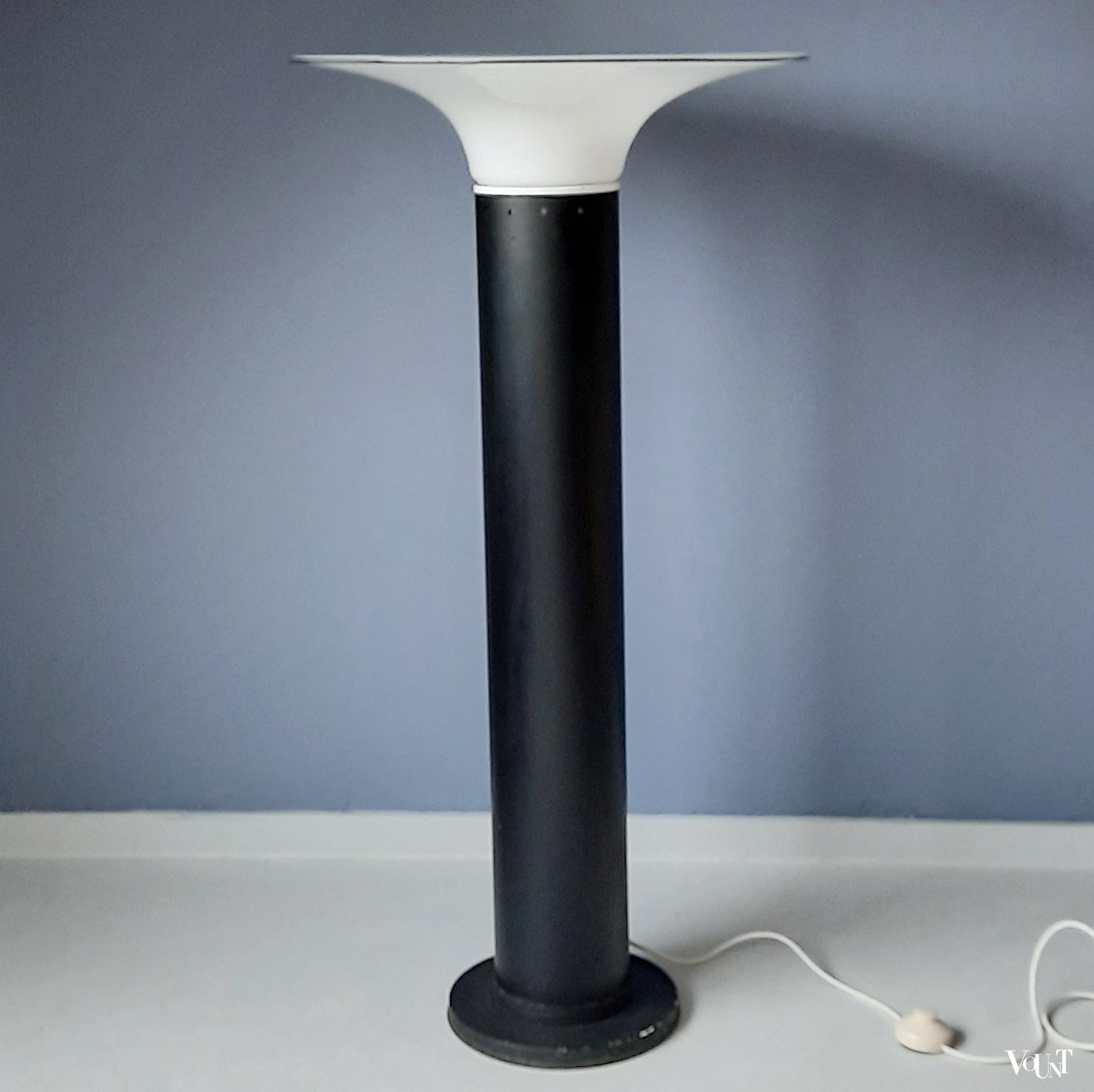 Vintage uplight / vloerlamp met glazen schaal, jaren '70