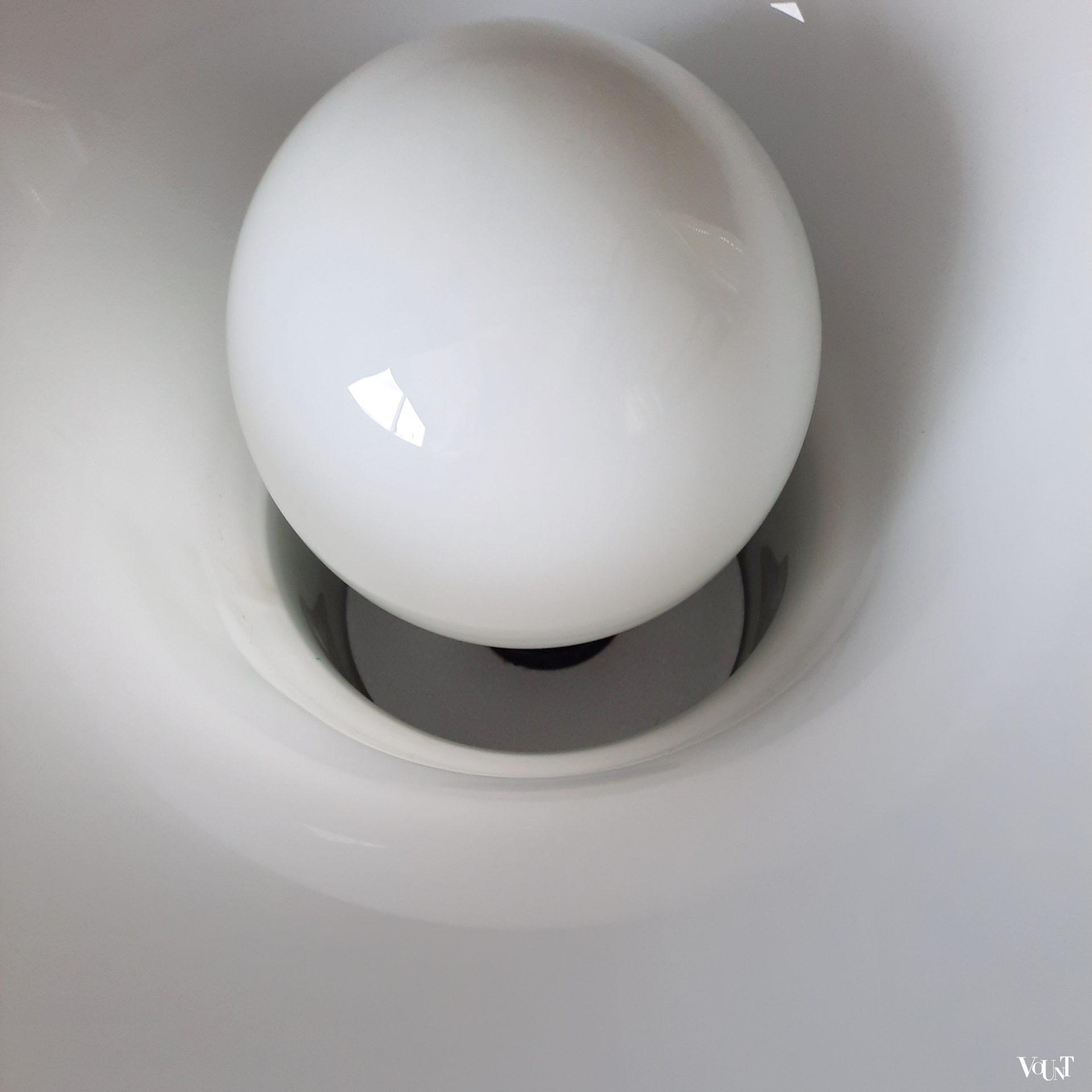 Vintage uplight / vloerlamp met glazen schaal, jaren '70