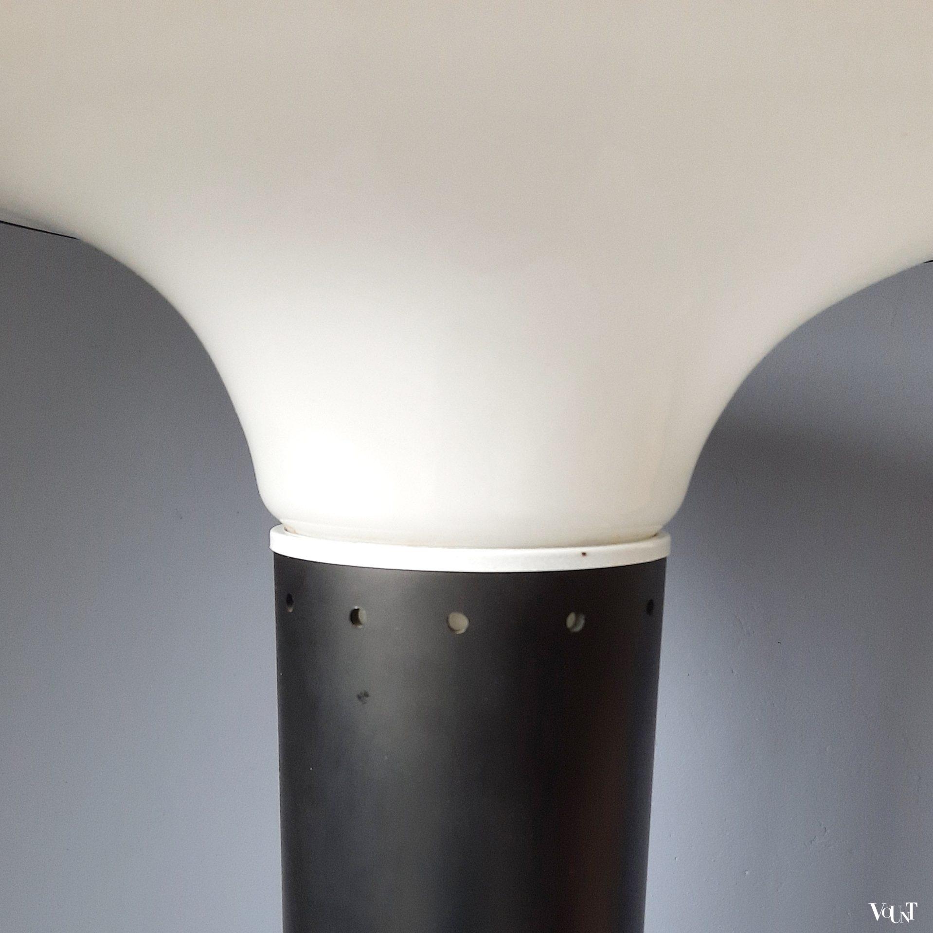 Vintage uplight / vloerlamp met glazen schaal, jaren '70