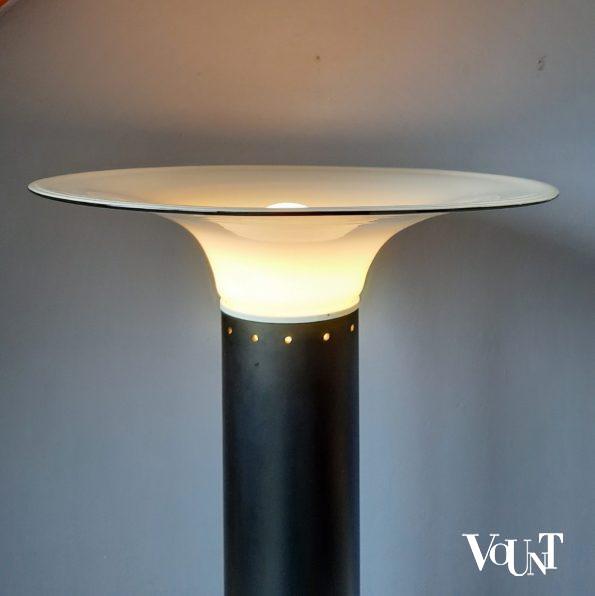 Vintage uplight / vloerlamp met glazen schaal, jaren '70