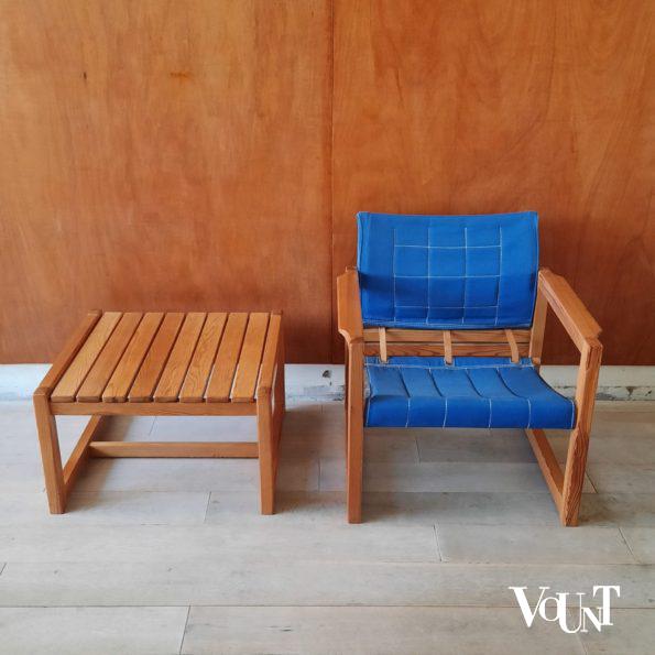 Safaristoel “Diana” met bijbehorend tafeltje, Karin Mobring voor Ikea, Zweden, jaren ‘70
