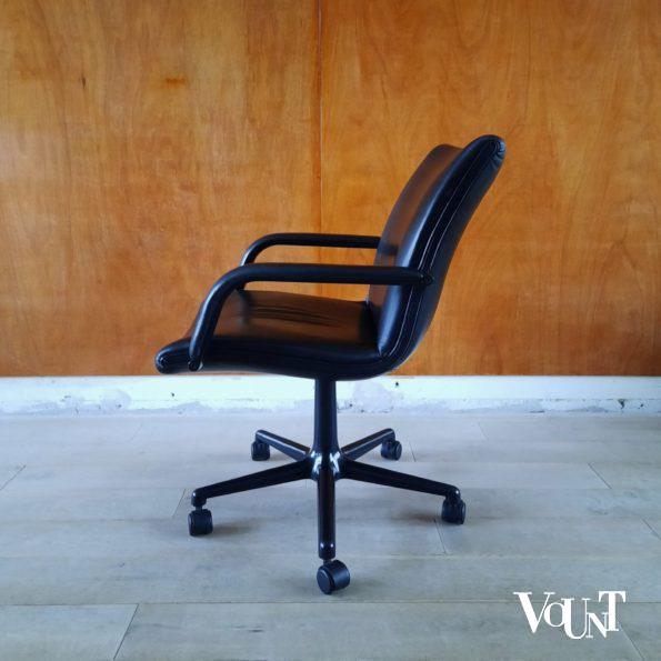 Vintage zwartleren bureaustoel, Geoffrey Harcourt voor Artifort, jaren '80