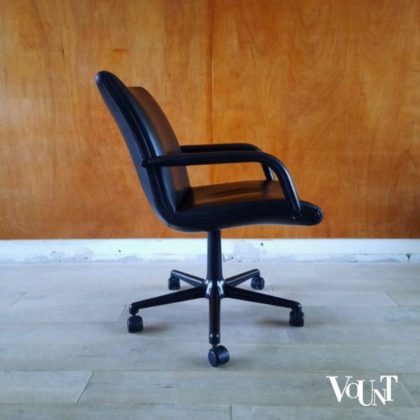 Vintage zwartleren bureaustoel, Geoffrey Harcourt voor Artifort, jaren '80