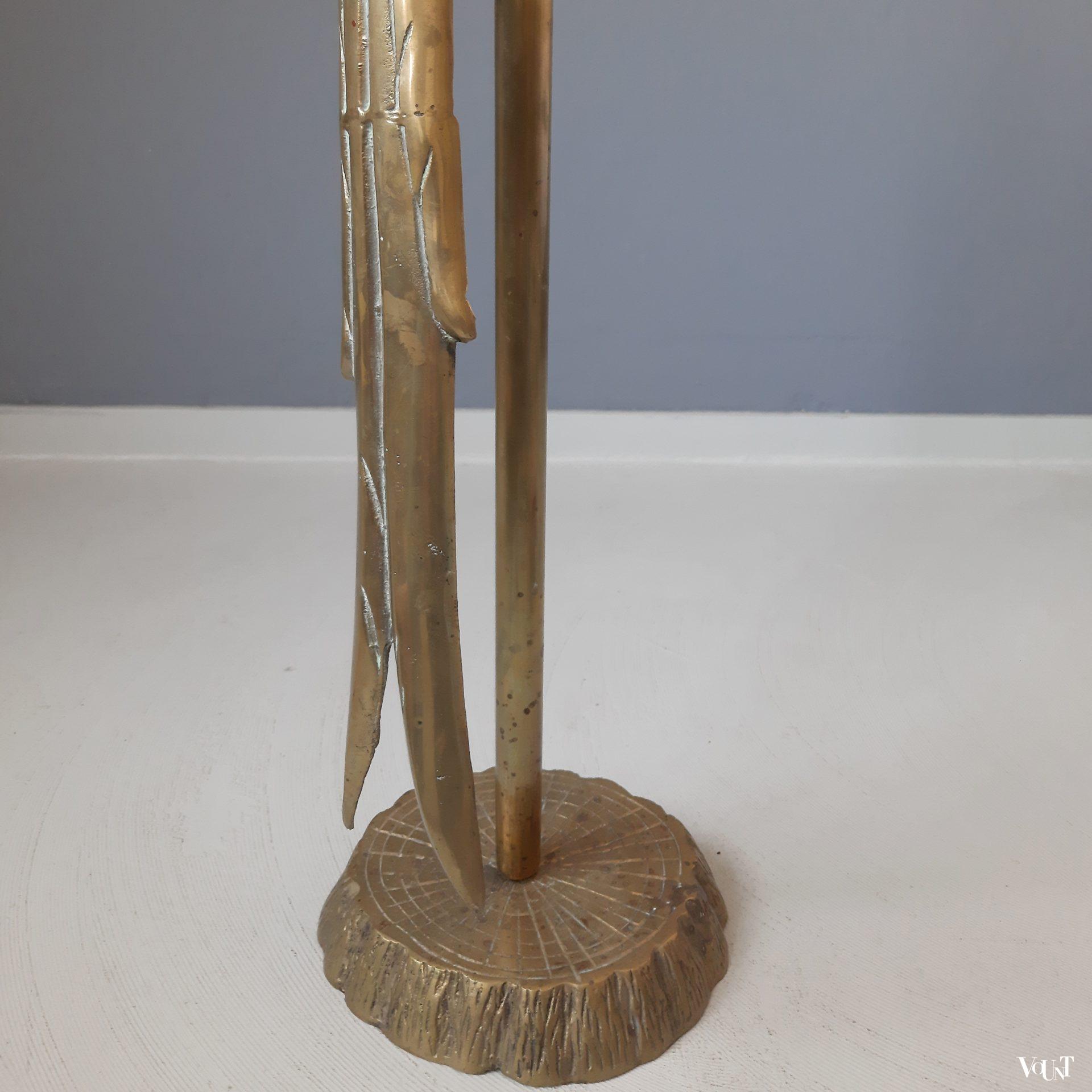 Grote messing papegaai op standaard, jaren '50