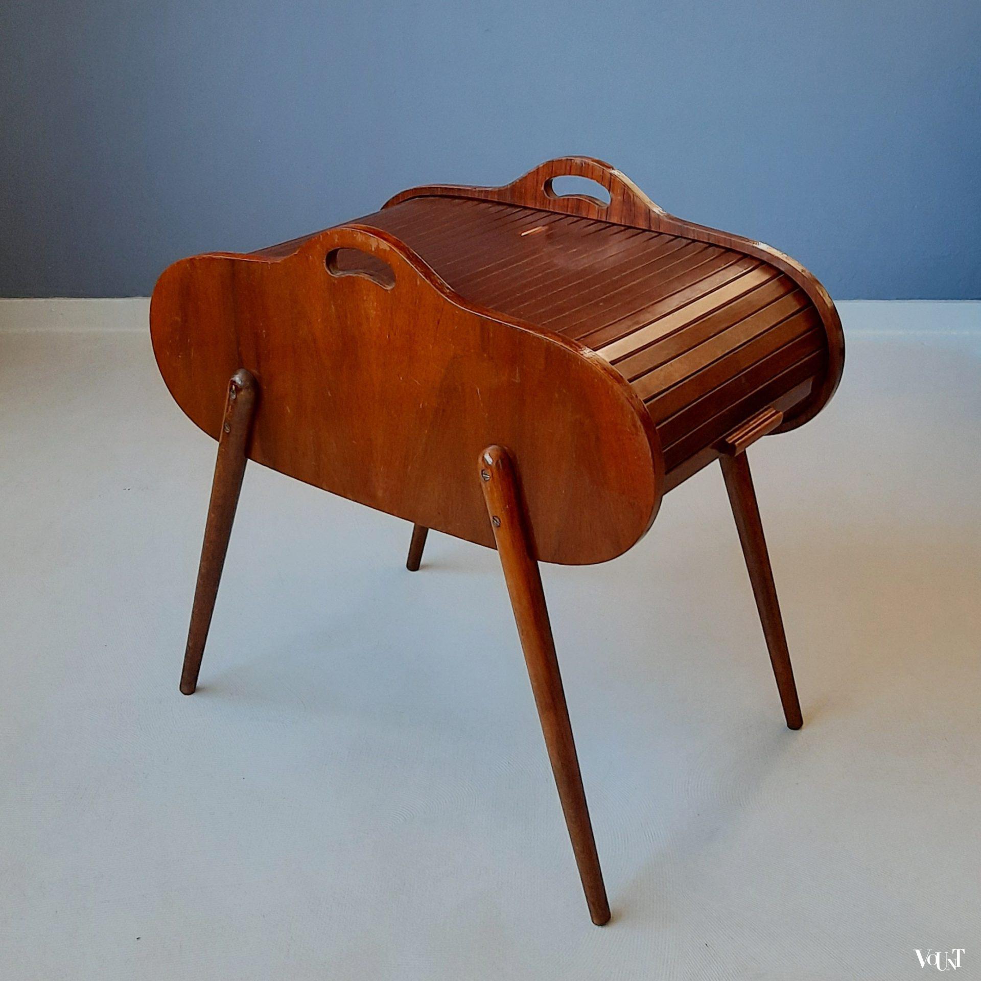 Vintage Houten Naaidoos - Opbergkoffer Voor Naalden & Gereedschap - DIY Naaiset Met Bloemenprint - Grenenhout