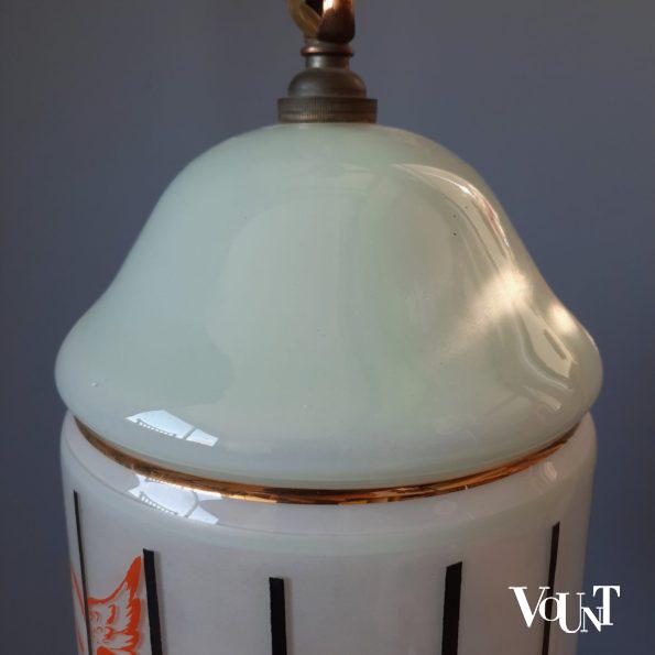Glazen hanglamp vogelkooitje (groen), Frankrijk, jaren '50