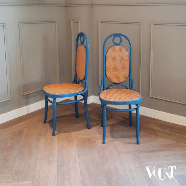 Set van 2 blauwe stoelen nr. 17, jaren '70