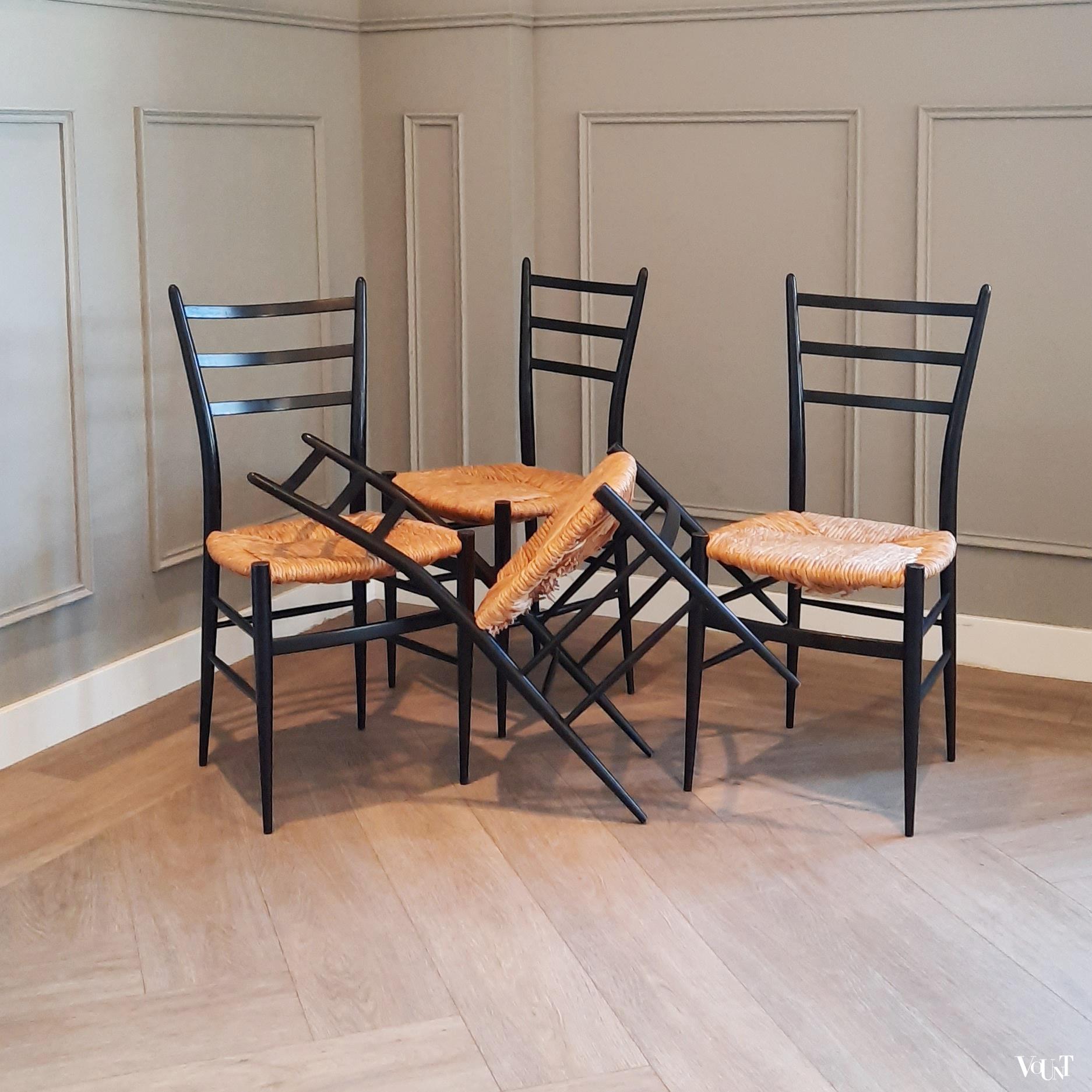 Set van 4 gemerkte Spinetto stoelen, Chiavari, Italië, jaren '50