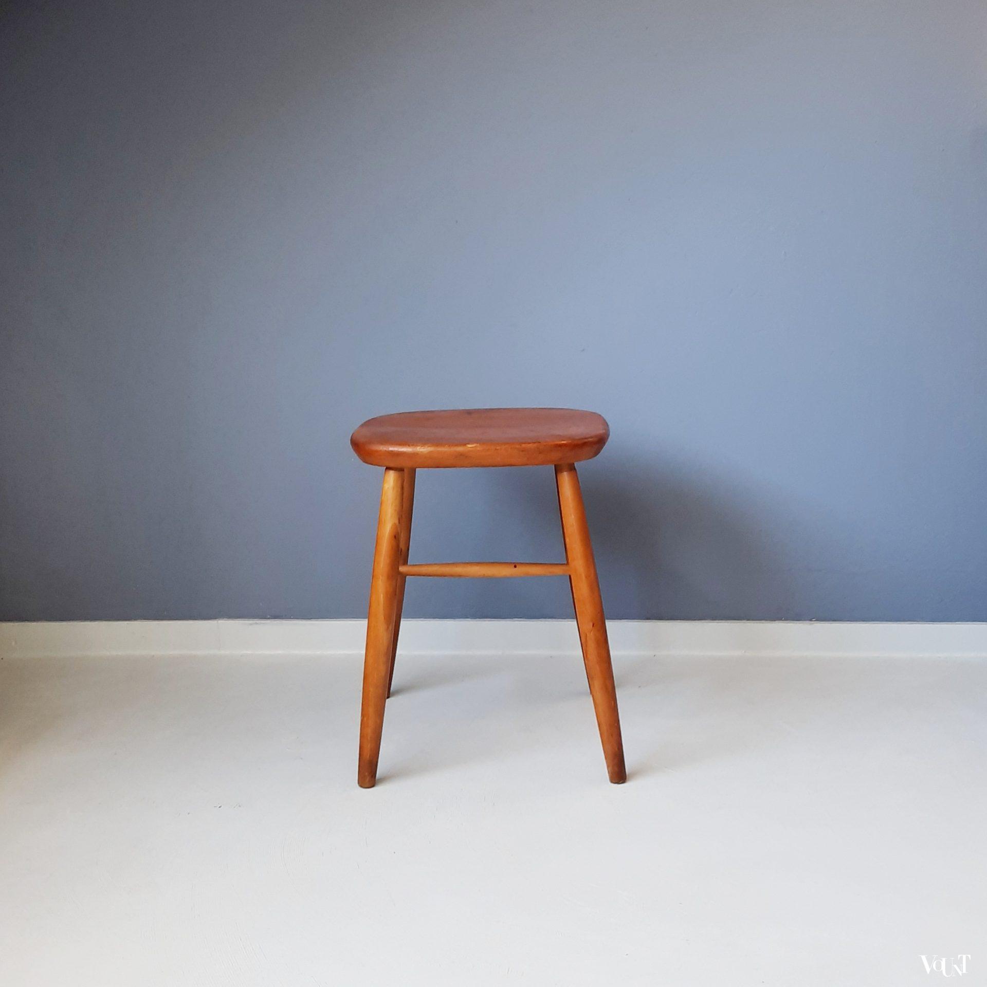 Vintage houten Scandinavische kruk, jaren '60