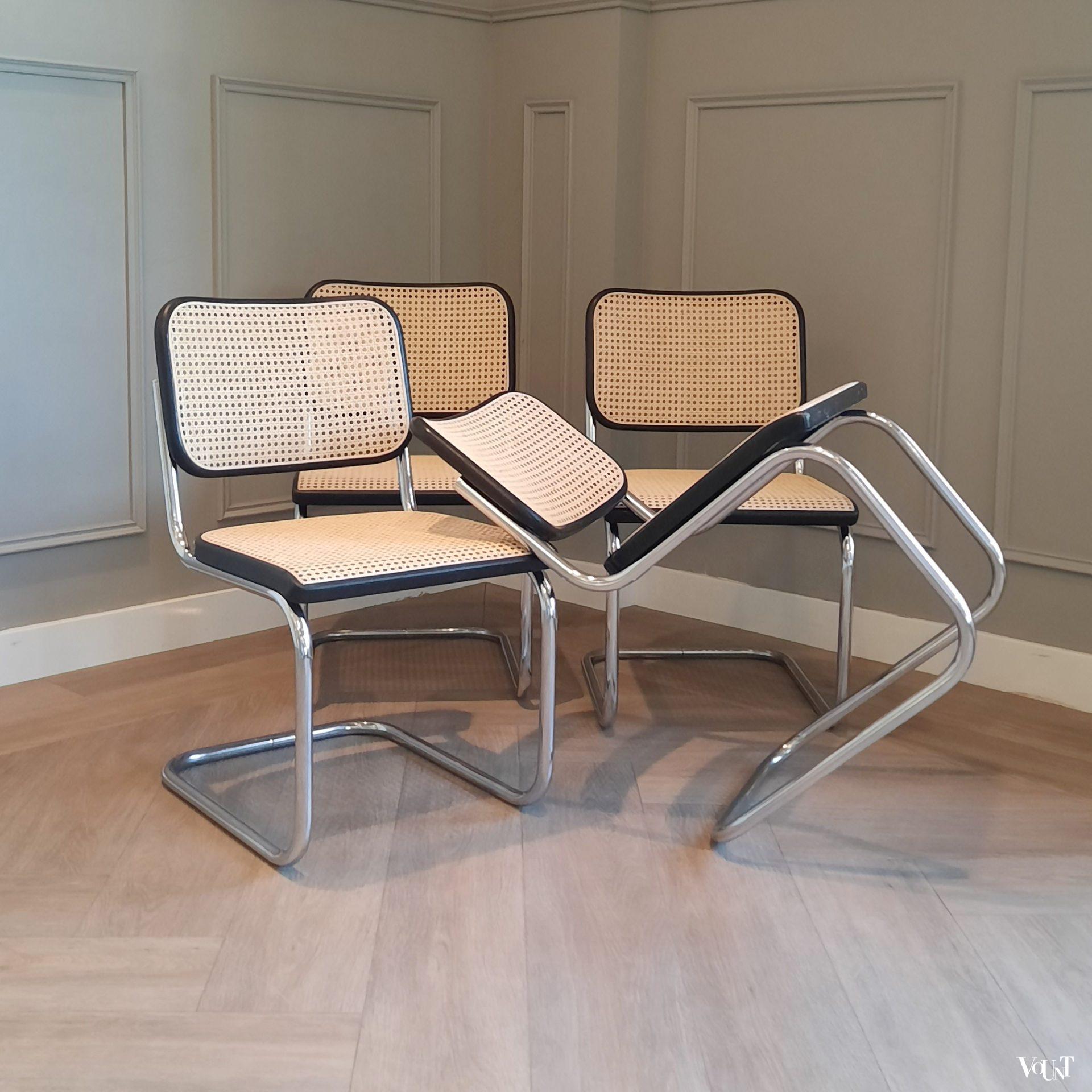 Set van 4 jaren '70 originele S32 stoelen, Marcel Breuer voor Thonet