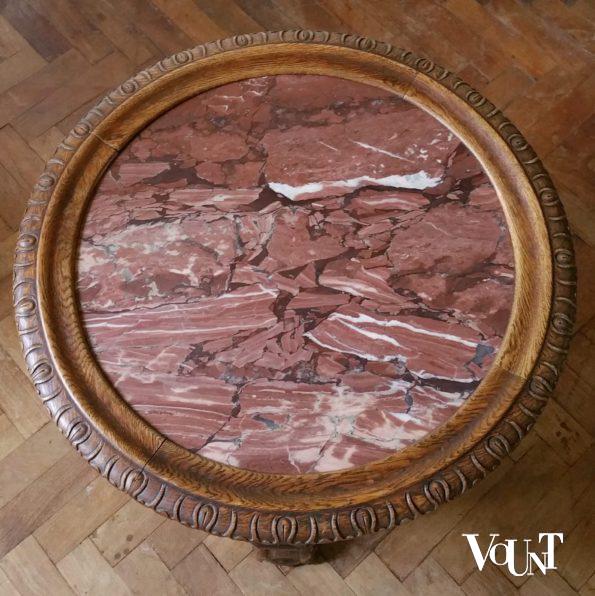 Antieke tafel met rood marmeren blad, 2e helft 19e eeuw