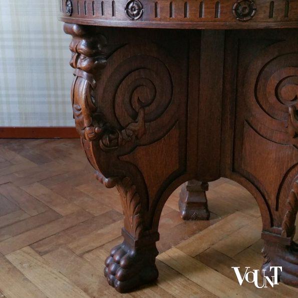 Antieke tafel met rood marmeren blad, 2e helft 19e eeuw
