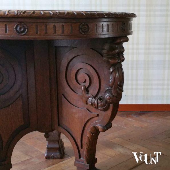 Antieke tafel met rood marmeren blad, 2e helft 19e eeuw