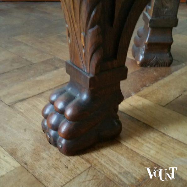 Antieke tafel met rood marmeren blad, 2e helft 19e eeuw