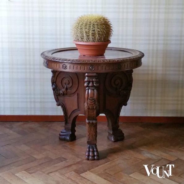 Antieke tafel met rood marmeren blad, 2e helft 19e eeuw
