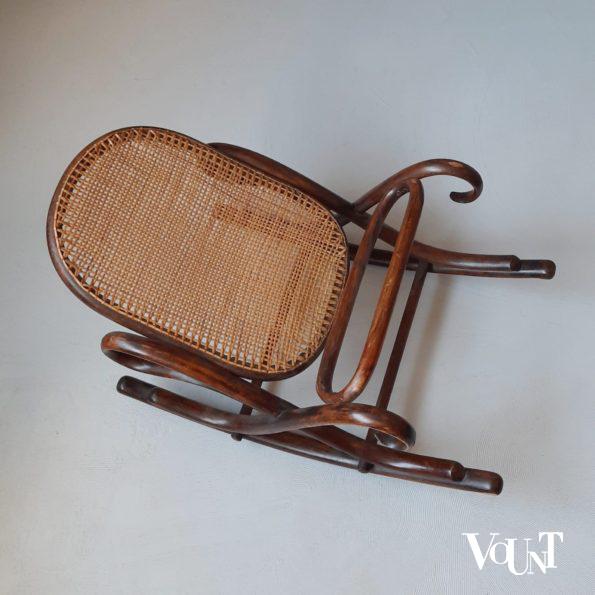Vintage bentwood en rotan voetensteun
