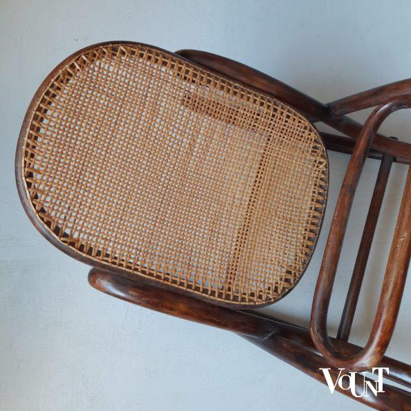 Vintage bentwood en rotan voetensteun
