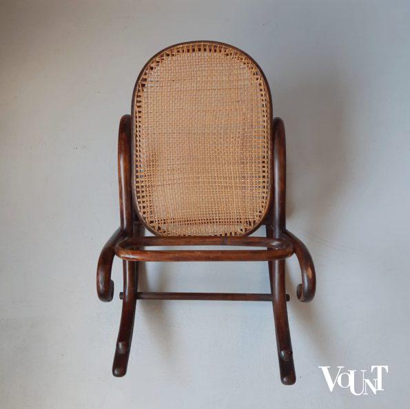 Vintage bentwood en rotan voetensteun