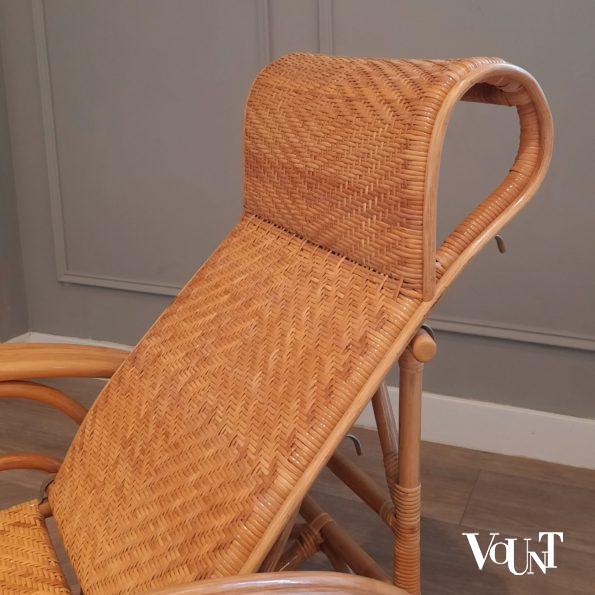 Vintage rotan lounge stoel met voetenbank