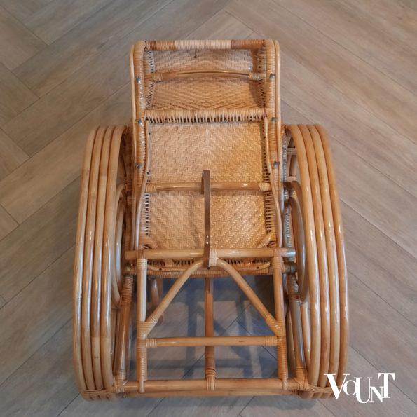 Vintage rotan lounge stoel met voetenbank