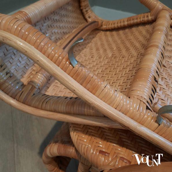 Vintage rotan lounge stoel met voetenbank