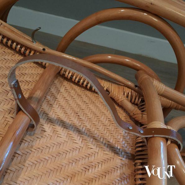 Vintage rotan lounge stoel met voetenbank